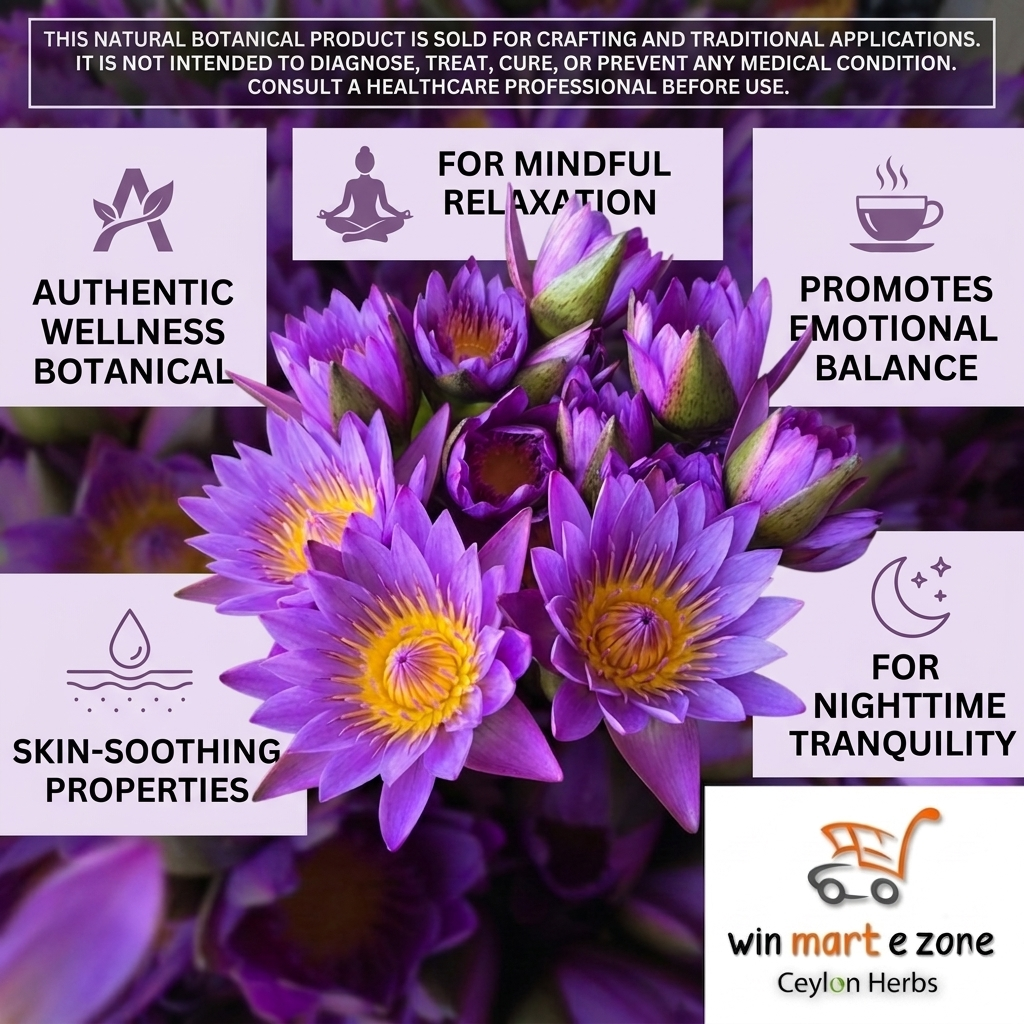 Organic Blue Lotus Dried Flowers (Nymphaea Caerulea) - 100% Natural Ceylon Herbs