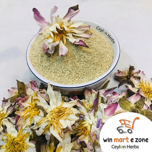 Premium White Lotus Flower Powder (Nymphaea Ampla) - 100% Pure Botanical Extract for Tea | Ceylon Herbs