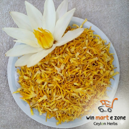 Premium Dried White Lotus Stamens - 100% Pure Sacred Lotus (Nymphaea Ampla) Floral Garnish | Ceylon Herbs