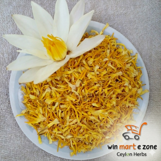 Premium Dried White Lotus Stamens - 100% Pure Sacred Lotus (Nymphaea Ampla) Floral Garnish | Ceylon Herbs