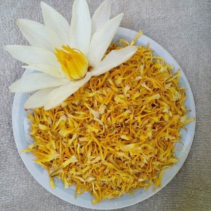 Premium Dried White Lotus Stamens - 100% Pure Sacred Lotus (Nymphaea Ampla) Floral Garnish | Ceylon Herbs
