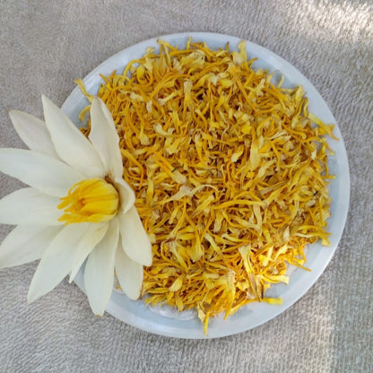 Premium Dried White Lotus Stamens - 100% Pure Sacred Lotus (Nymphaea Ampla) Floral Garnish | Ceylon Herbs