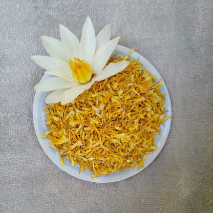 Premium Dried White Lotus Stamens - 100% Pure Sacred Lotus (Nymphaea Ampla) Floral Garnish | Ceylon Herbs